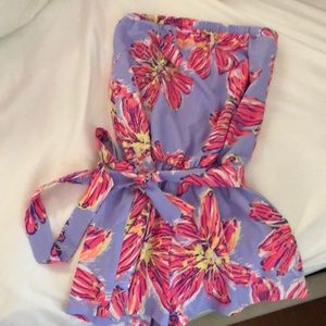 Lilly Pulitzer strapless romper with tie belt